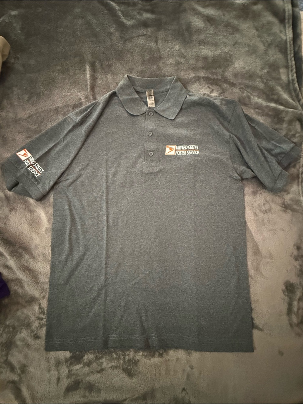 Gildan Men's USPS Logo Heather Dark Gray Polo